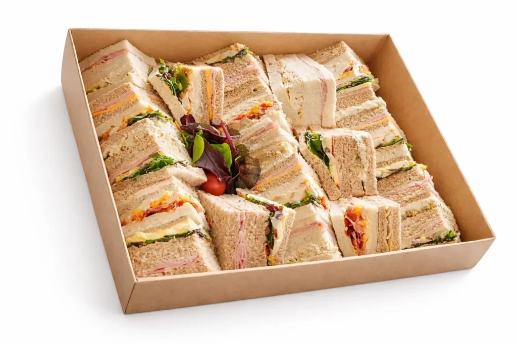 A freshly prepared Deli-Licious catering platter